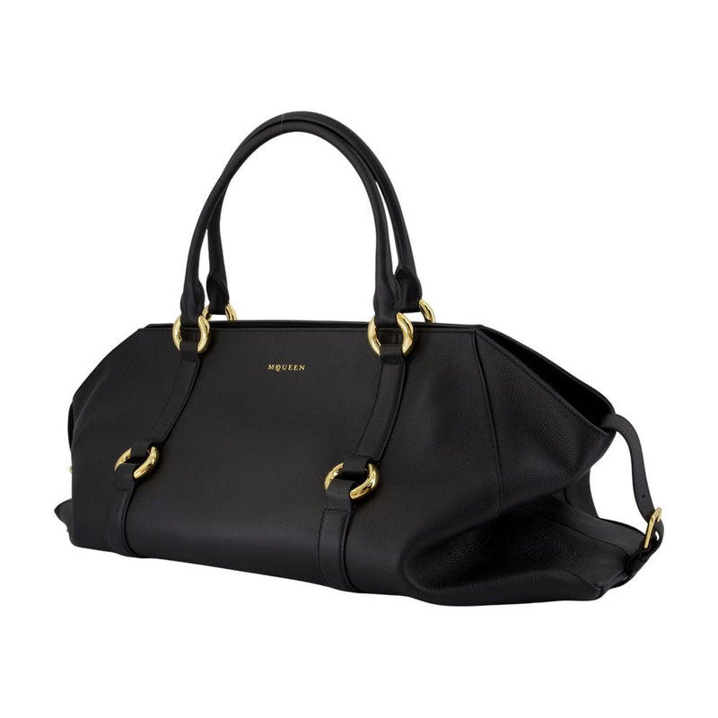 Alexander Mcqueen Farringdon Maxi Shoulder Bag — Black Calfskin