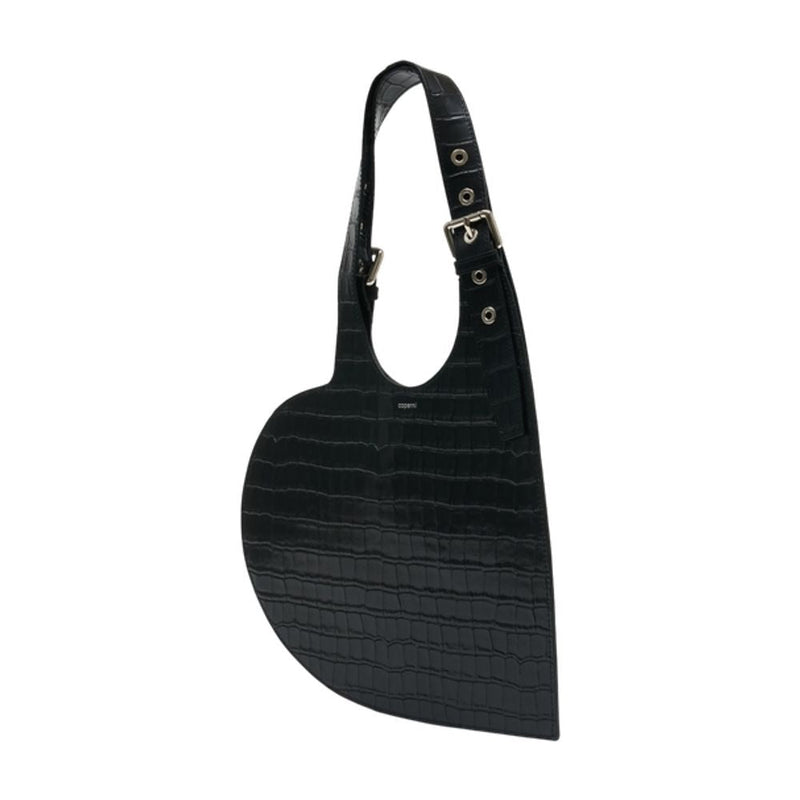 Coperni Crocodile-Embossed Calfskin Shoulder Bag — Black