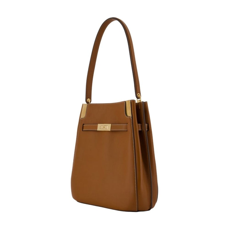Tory Burch Lee Radziwill Shoulder Bag — Brown Calfskin
