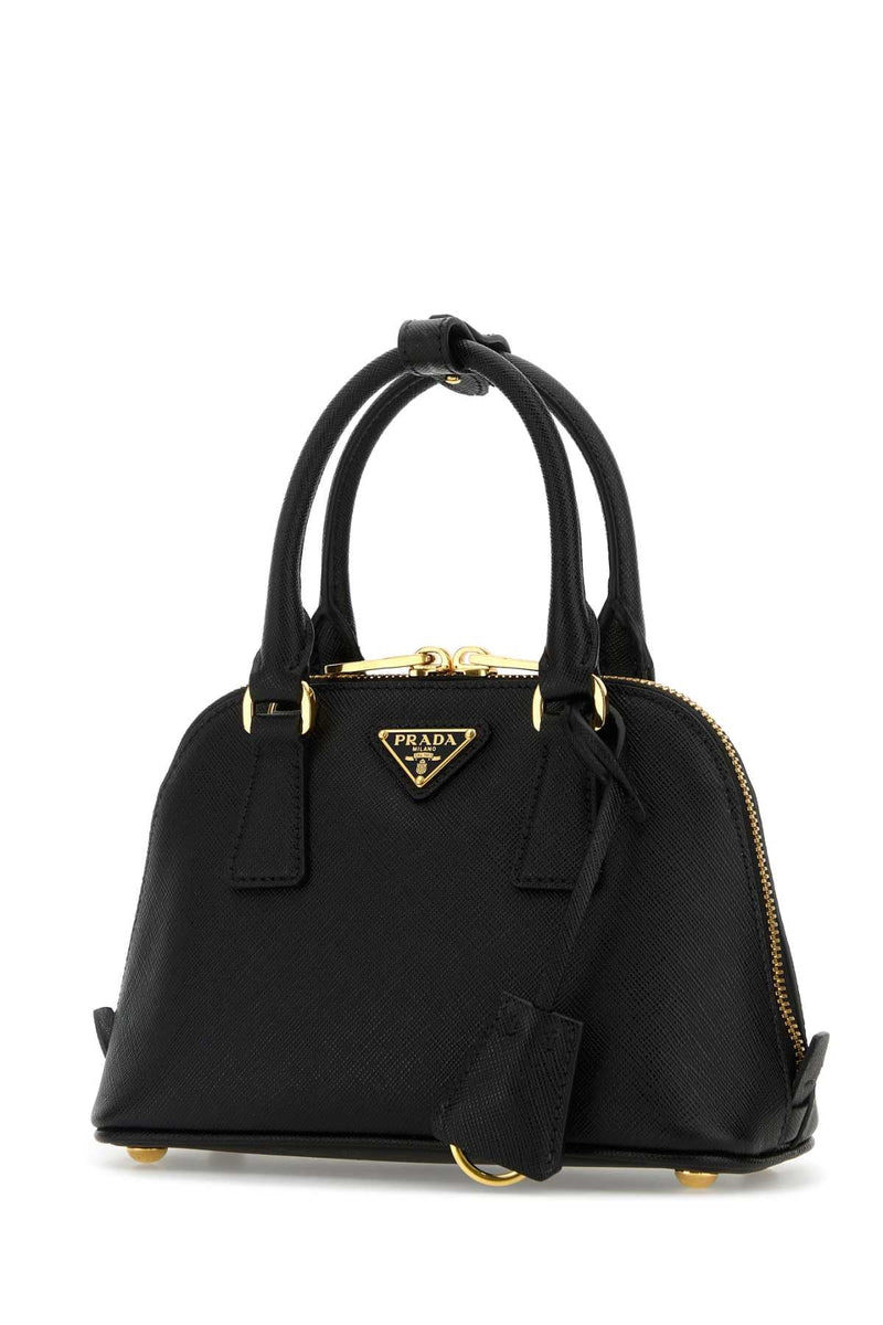 Prada Handle Top Bag — Black Vitello