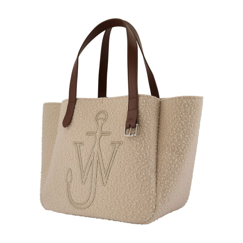 J.w. Anderson Wool Logo-Embroidered Tote Bag — Beige