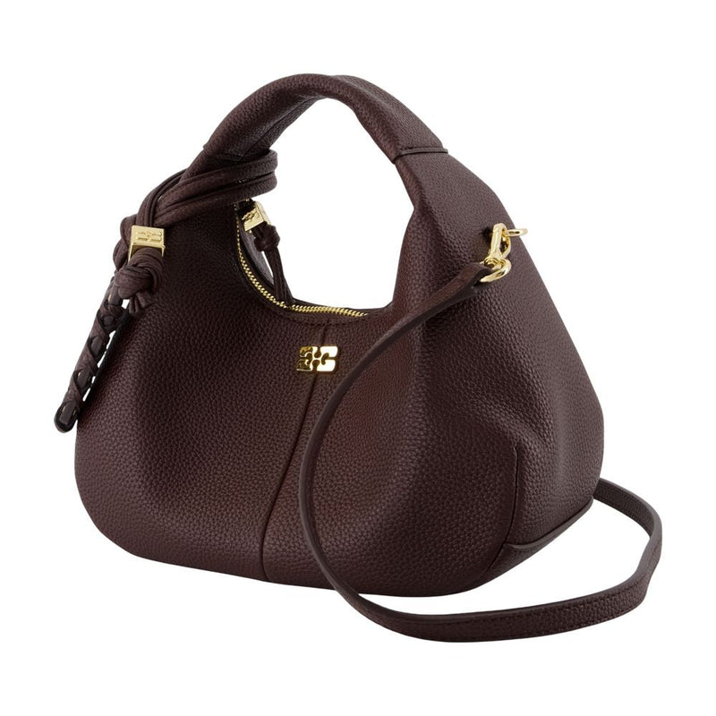 Ganni Grained Synthetic Shoulder Bag — Brown