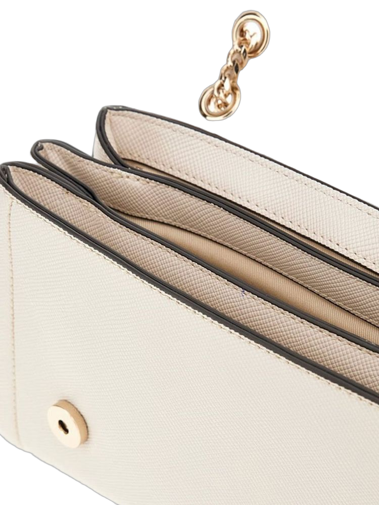 Guess Chain-Strap Crossbody Bag — Beige Polyurethane