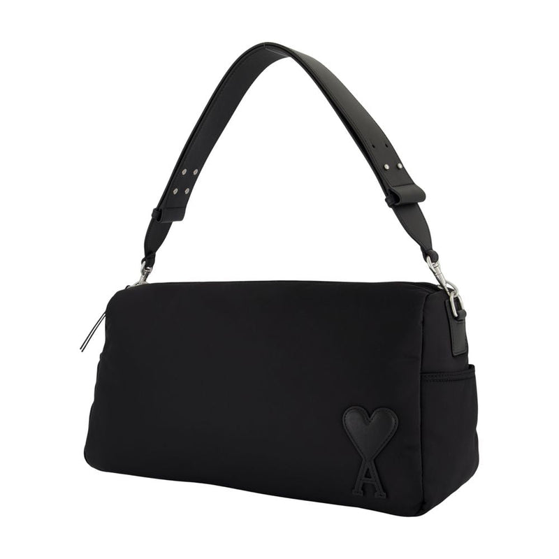 Ami Paris Shoulder Bag — Black Nylon