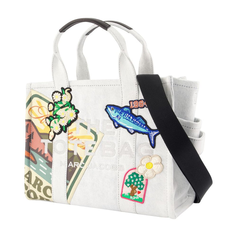 Marc Jacobs Embroidered Patchwork Cotton Tote Bag — White