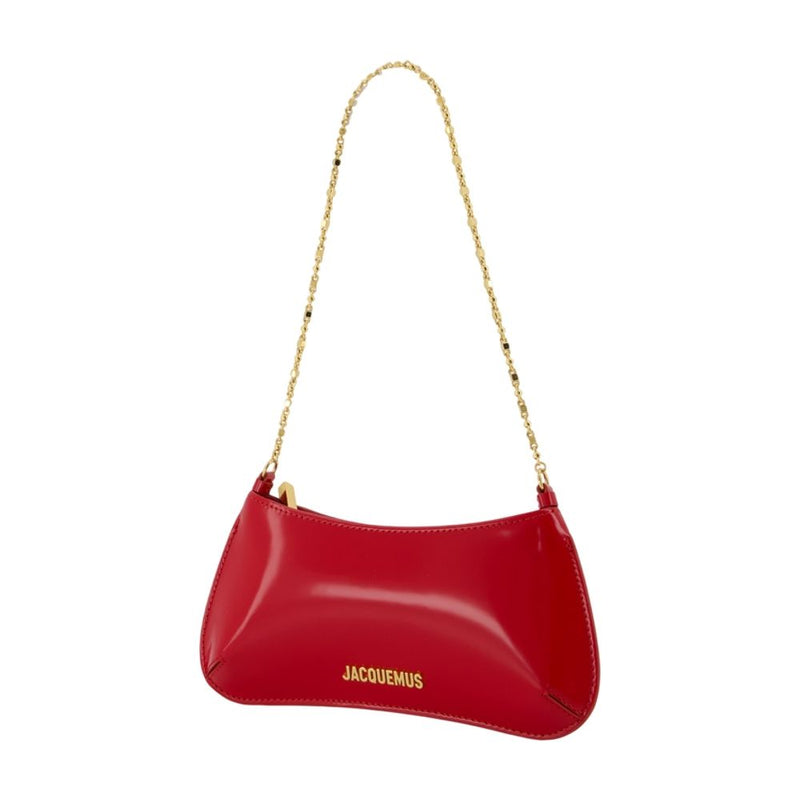 Jacquemus Le Petit Bisou Chaine Shoulder Bag — Red Calfskin