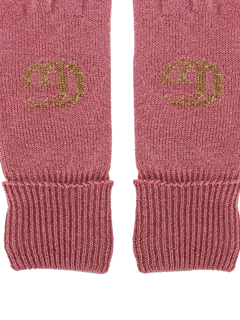 Gucci Gg Monogram Lurex Gloves — Pink Viscose