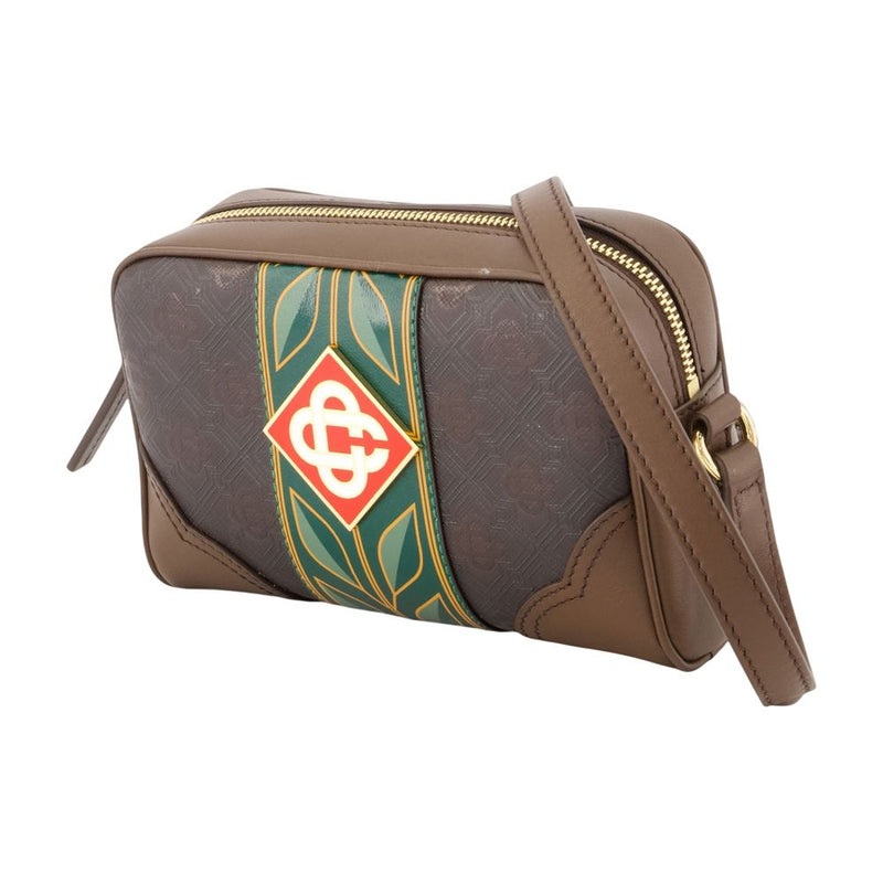 Casablanca Canvas Monogram Crossbody Bag — Brown