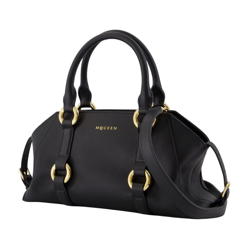 Alexander Mcqueen Farringdon Top Handle Bag — Black Calfskin