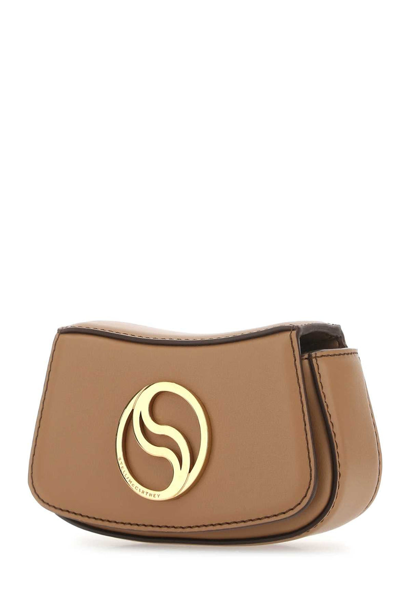 Stella Mccartney Logo-Embellished Leather Shoulder Bag — Beige