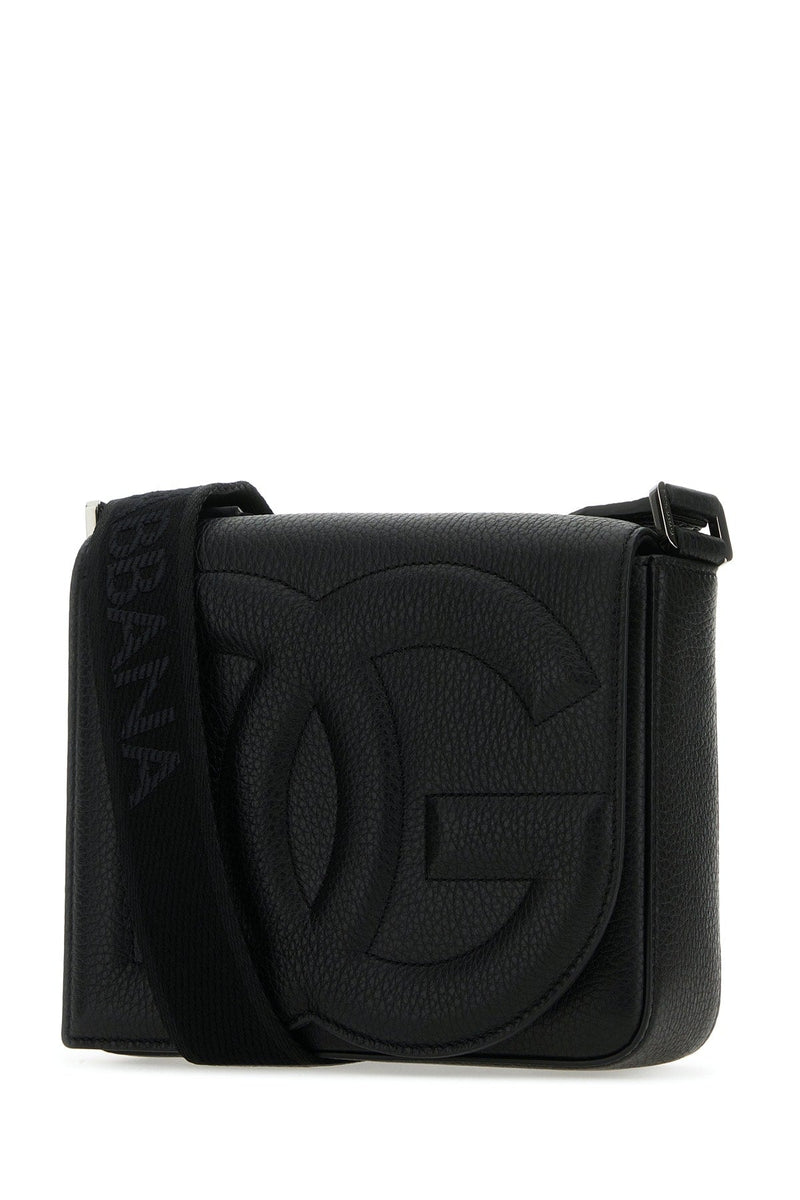 Dolce & Gabbana Quilted Logo Shoulder Bag — Black