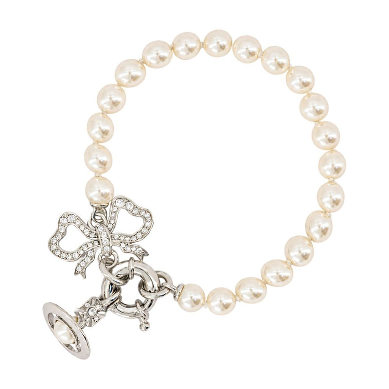 Vivienne Westwood Pearl & Crystal-Embellished Bracelet — Silver Metal Bracelets