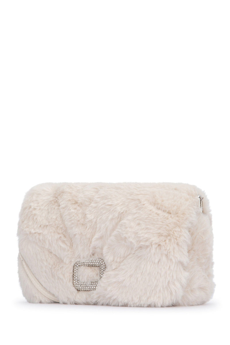 Roger Vivier Quilted Faux Fur Shoulder Bag — Beige Pl Fus