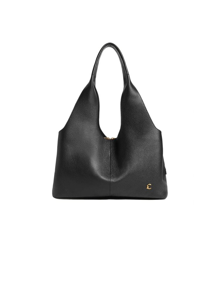 Coccinelle Pebbled Leather Shoulder Bag — Black Bovine