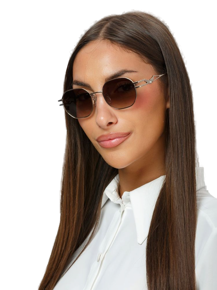 Zadig & Voltaire Szv463s Octagonal Metal Sunglasses — Gold