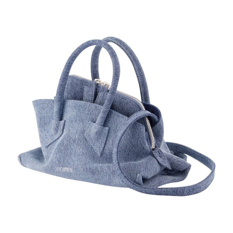 The Attico La Passeggiata Mini Top Handle Bag — Blue Cotton