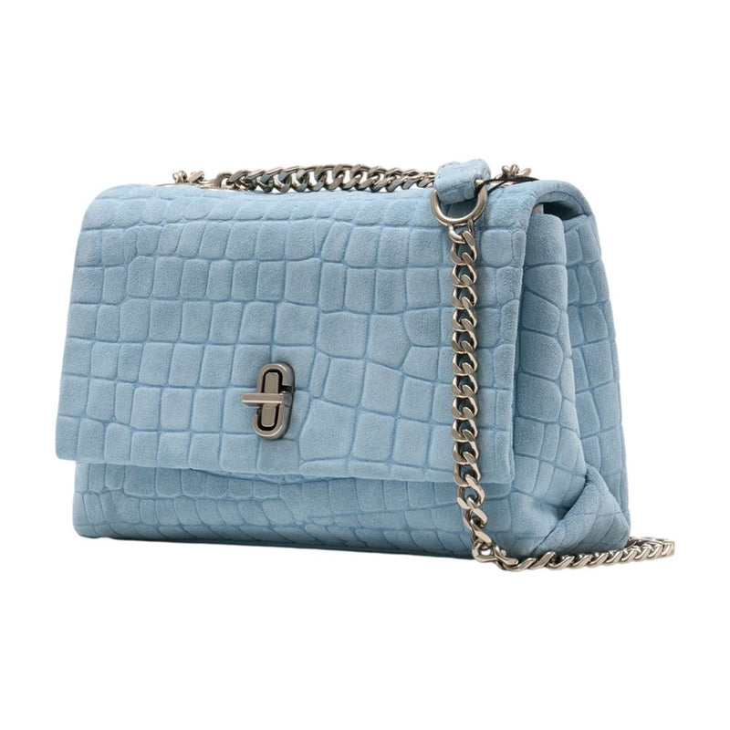 Marc Jacobs Crocodile-Embossed Leather Shoulder Bag — Blue Cowhide