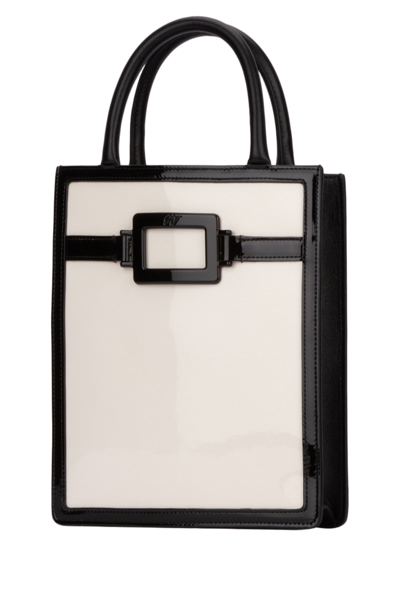Roger Vivier Vernis And Nappa Leather Top Handle Bag — Black Luxor+nappa Agnello