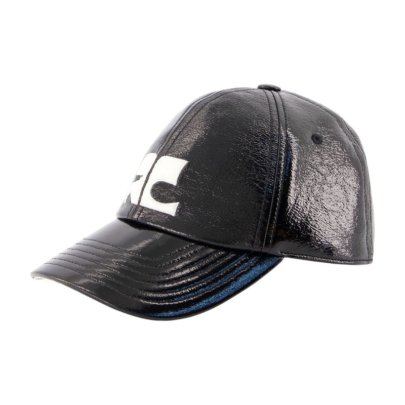 Courreges 326tct050vy0014-9999 Vinyl Ac Logo Baseball Cap — Black Other Caps