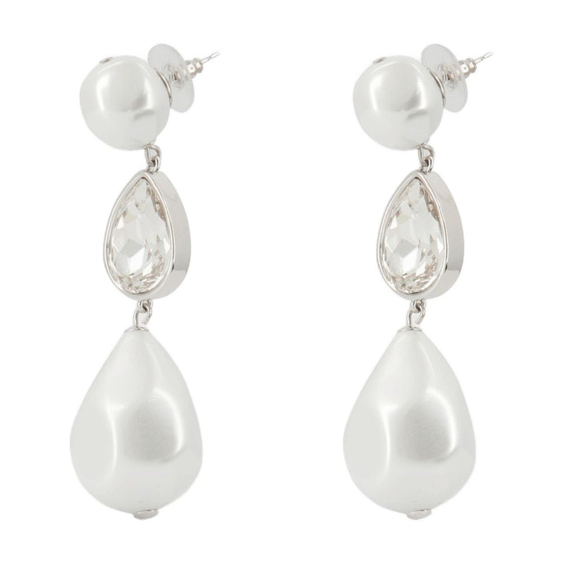 Self-Portrait Pearl Crystal Droplet Earrings — White Others
