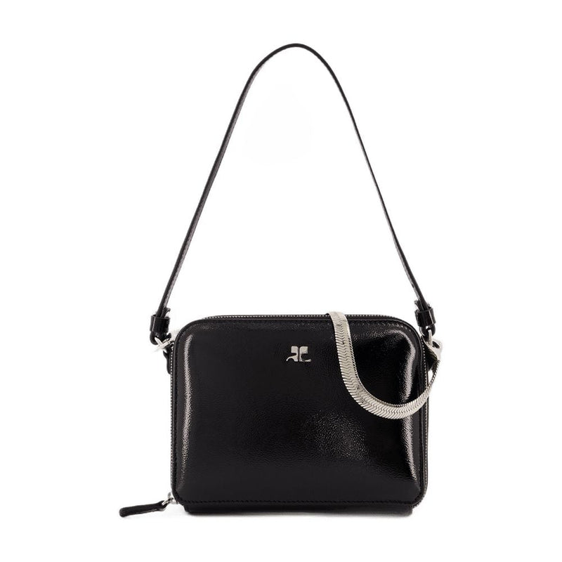 Courrèges Shoulder Bag — Black Leather