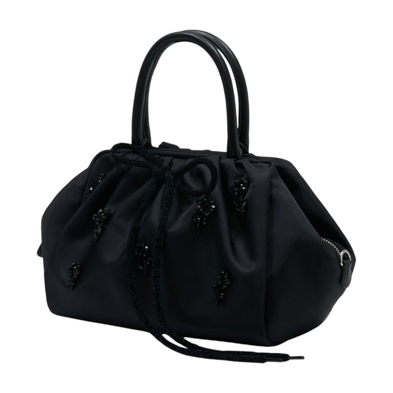 Simone Rocha Gathered With Embroidered Details Top Handle Bag — Black Synthetic
