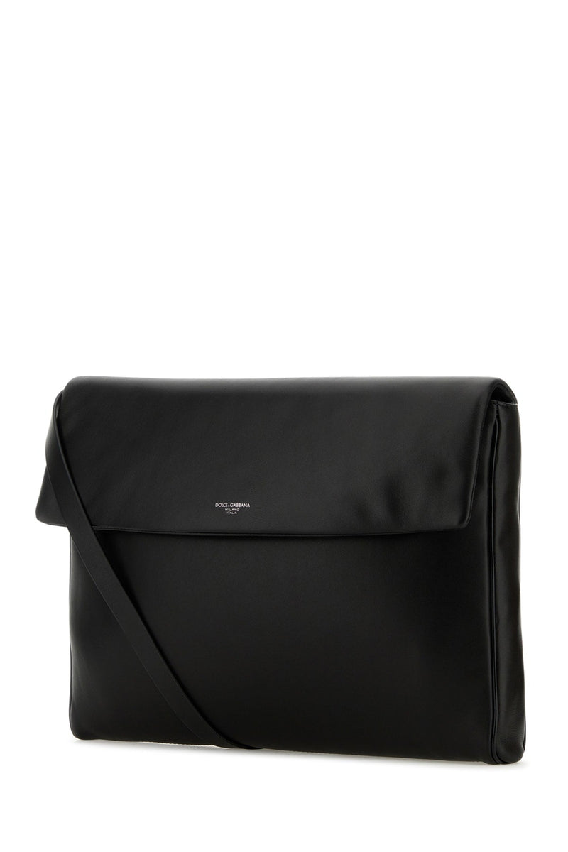 Dolce & Gabbana Leather Shoulder Clutch — Black