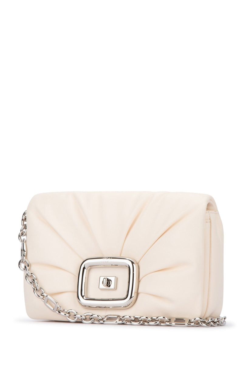 Roger Vivier Quilted Leather Shoulder Bag — Beige