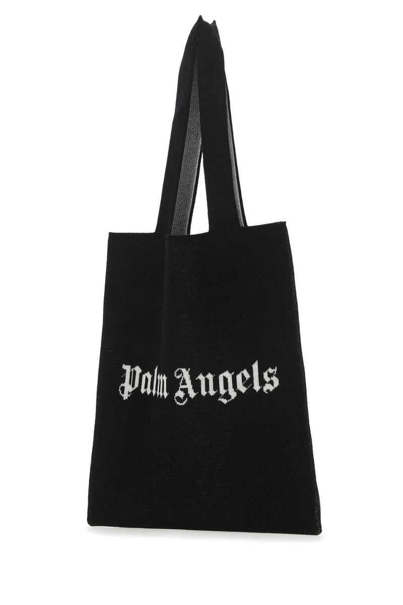 Palm Angels Logo-Embroidered Wool Tote Bag — Black