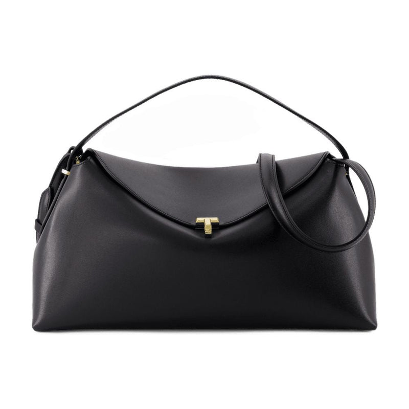 Toteme T Lock Top Handle Bag — Black Cowhide