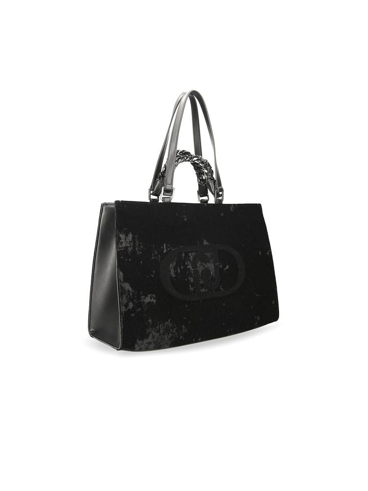 Liu Jo Velvet Tote Bag — Black Polyurethane