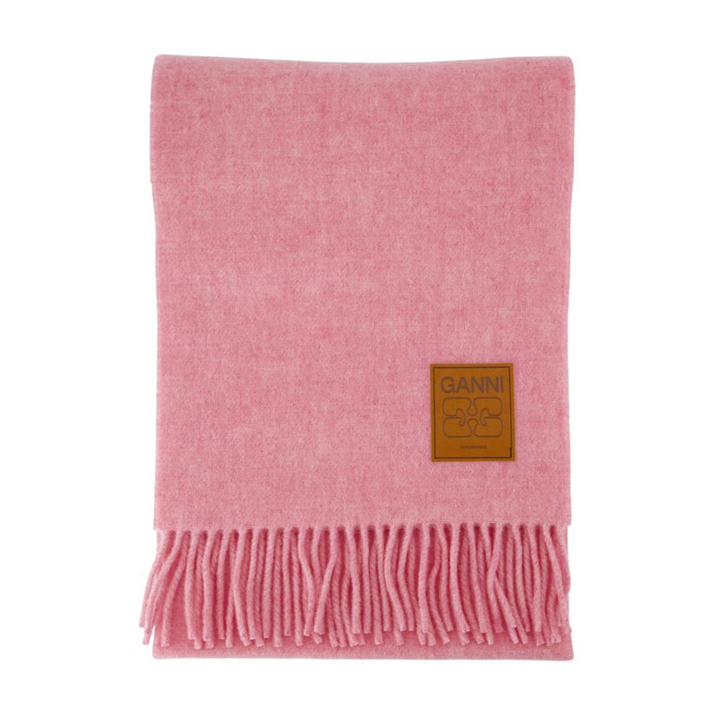 Ganni Double Face Wool Scarf — Pink Scarfs