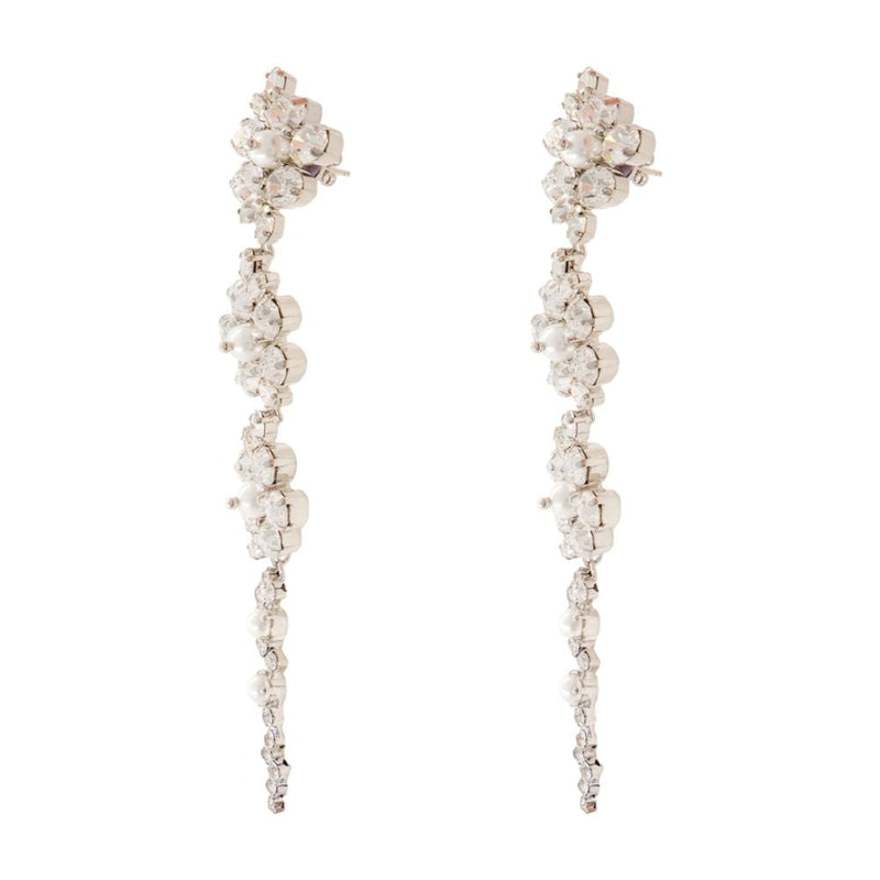 Simone Rocha Floral Crystal And Pearl Drop Earrings — White Synthetic_pearls