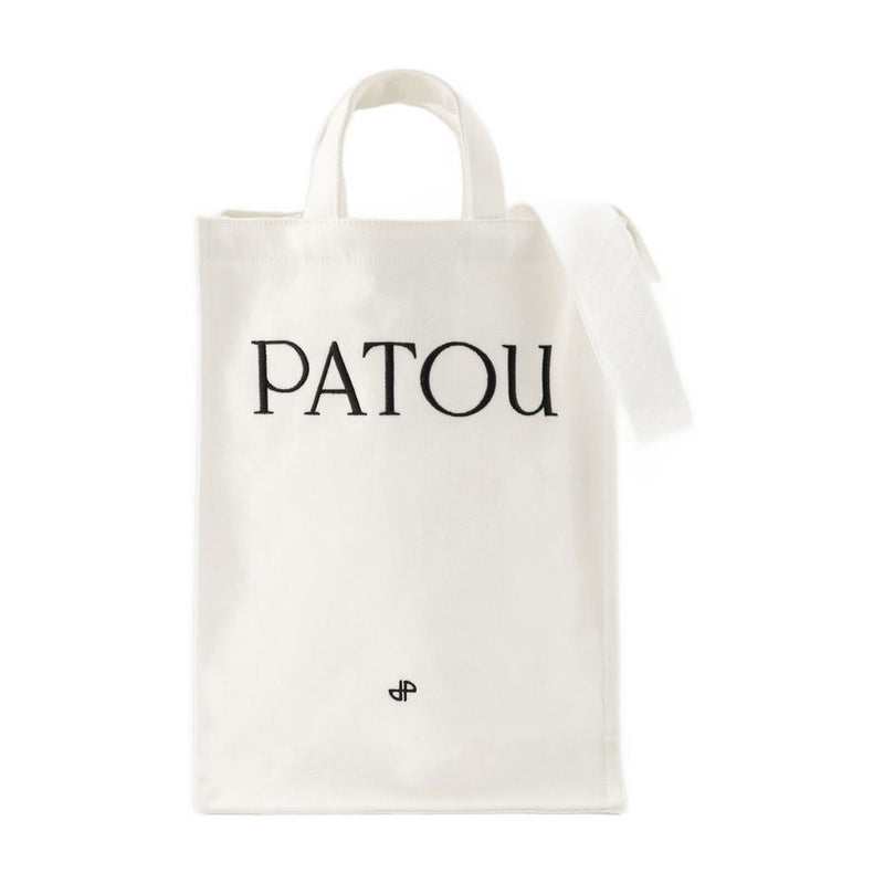 Patou Logo-Printed Tote Bag — White Cotton