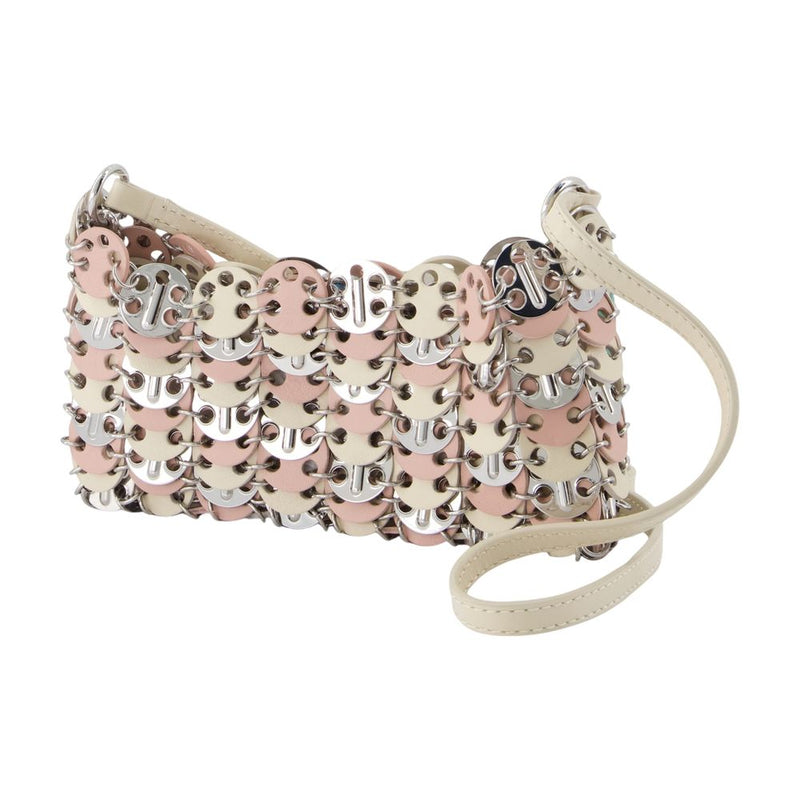 Rabanne Metal-Studded Calfskin Shoulder Bag — Silver