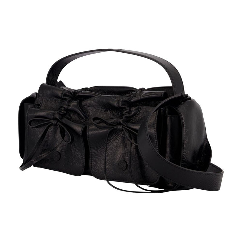 Acne Studios Ruched Calfskin Shoulder Bag — Black