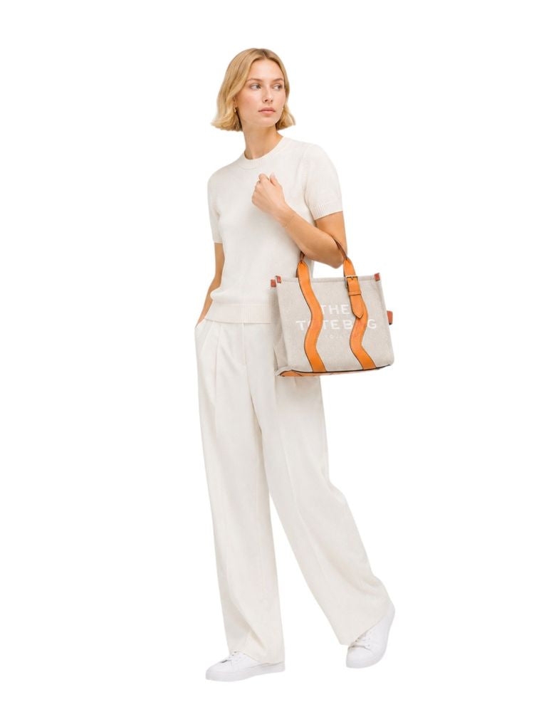 Marc Jacobs Canvas & Leather Tote Bag — Beige Cotton