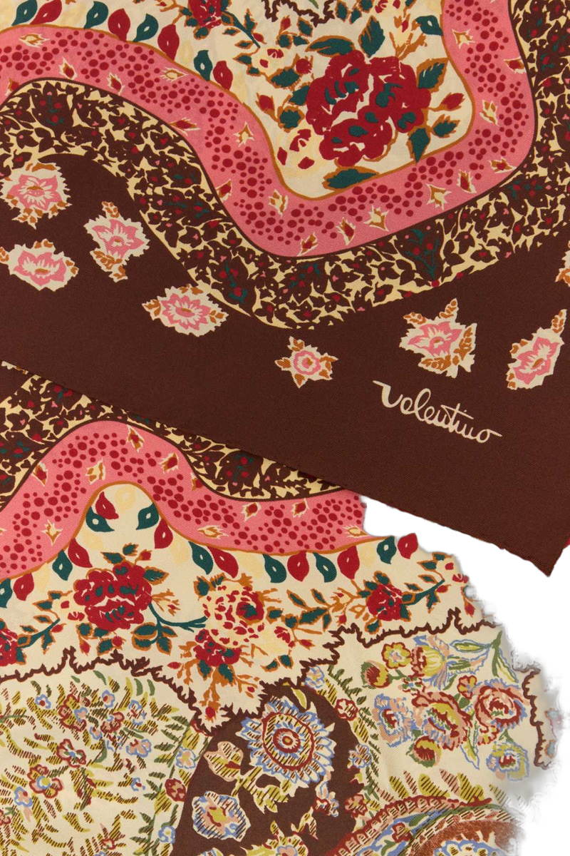 Valentino Garavani Silk Printed Foulard Scarf — Multicolor Exterior: Scarfs