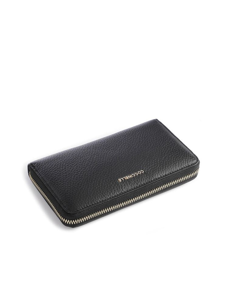 Coccinelle Grained Leather Wallet — Black Cowhide