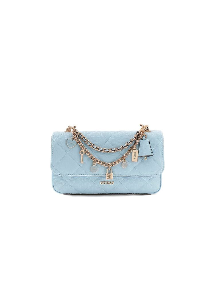 Guess Quilted Polyurethane Crossbody Bag — Blue