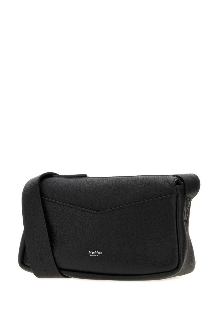 Max Mara Leather Crossbody Shoulder Bag — Black