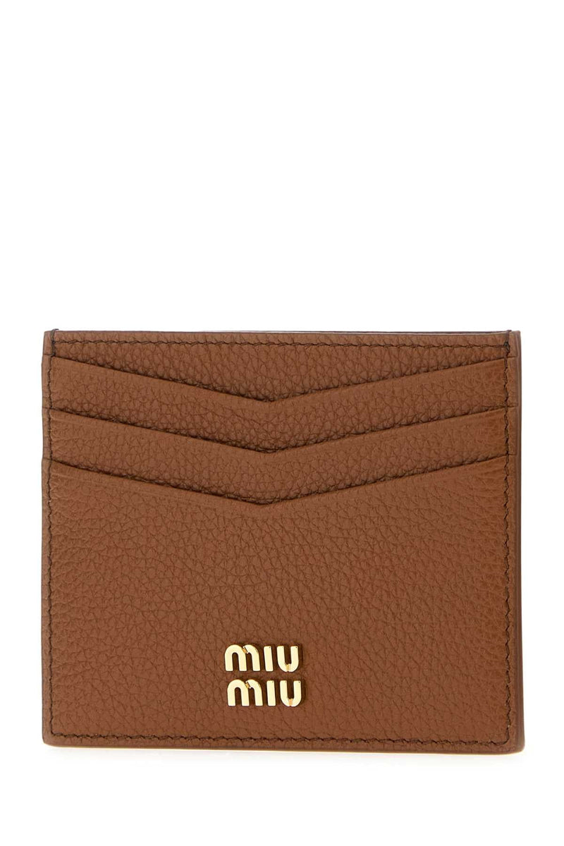 Miu Miu Calf Leather Card Case — Cognac Wallet