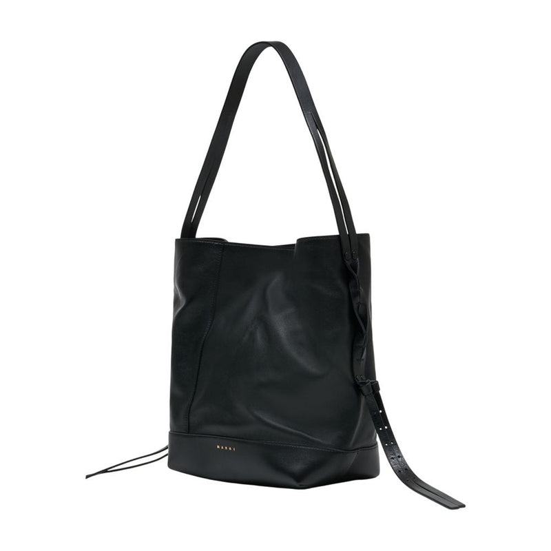 Marni Lambskin Leather Shoulder Bag — Black