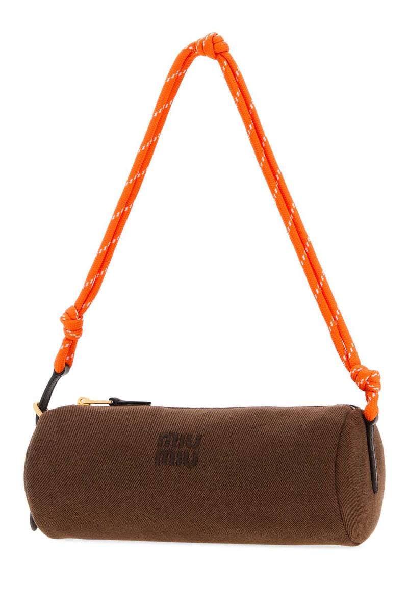 Miu Miu Recycled Nylon And Calf Leather Shoulder Bag — Brown Poliammide Riciclata-vitello
