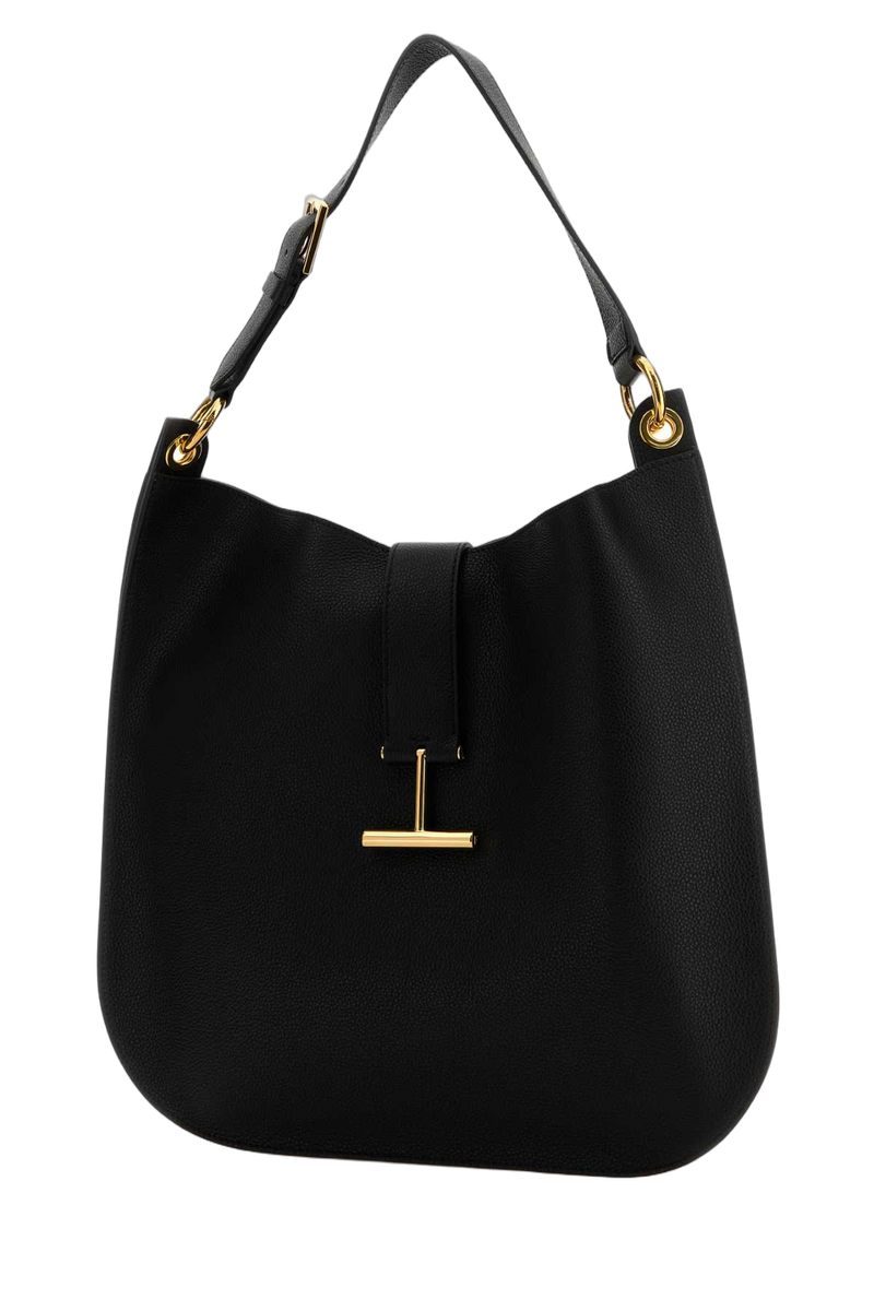 Tom Ford Leather Hobo Shoulder Bag — Black