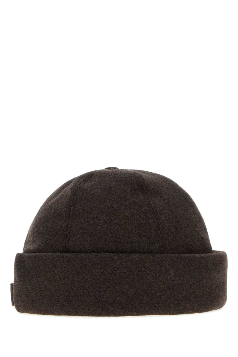 Giorgio Armani Docker Winter Hat — Brown Exterior: Cotton Polyester