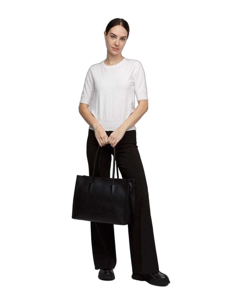 Coccinelle Shoulder Bag — Black Cowhide