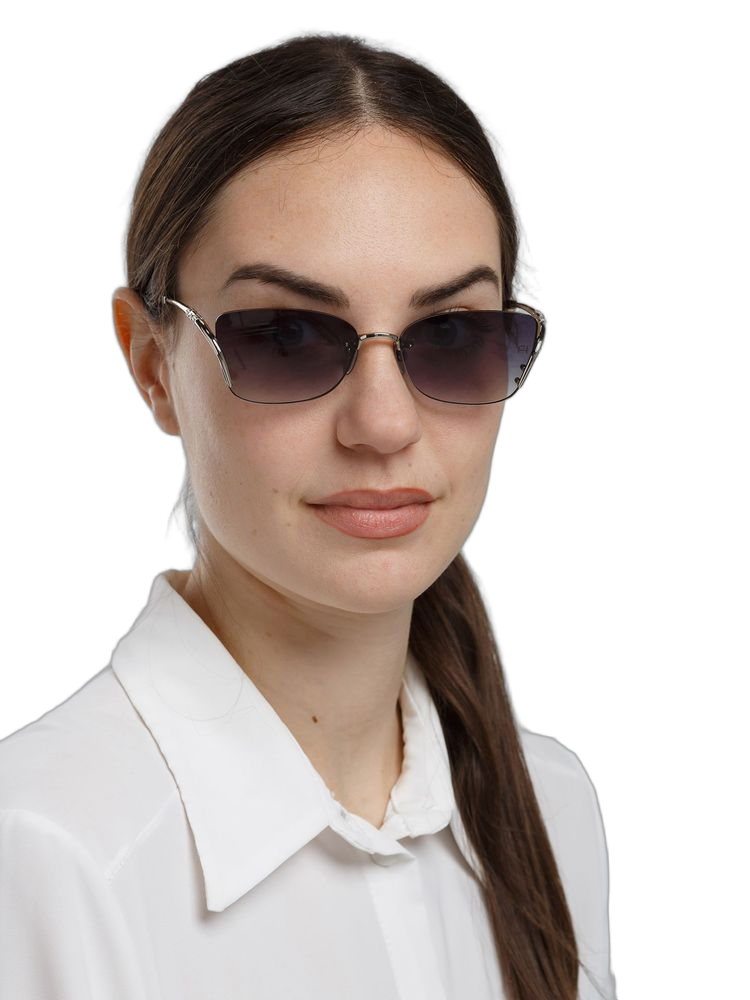 Ana Hickmann Ah3359 Metal Rectangle Sunglasses — Silver