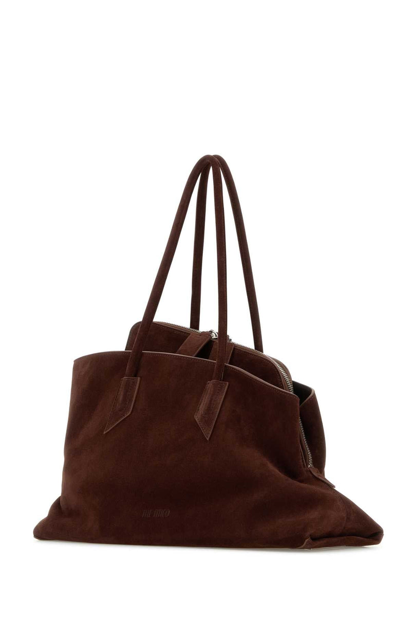 The Attico Suede Shoulder Bag — Brown