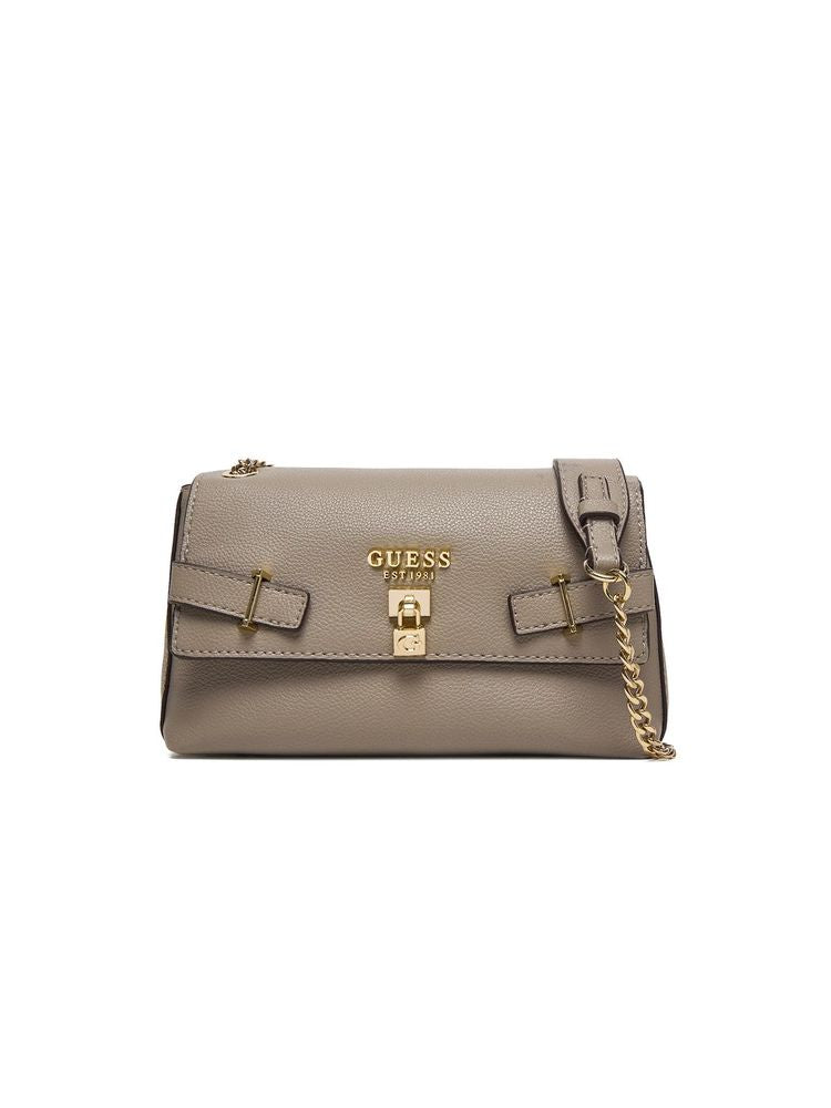Guess Leather-Trimmed Polyurethane Crossbody Bag — Taupe
